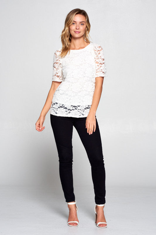 Lace Short Sleeve Top