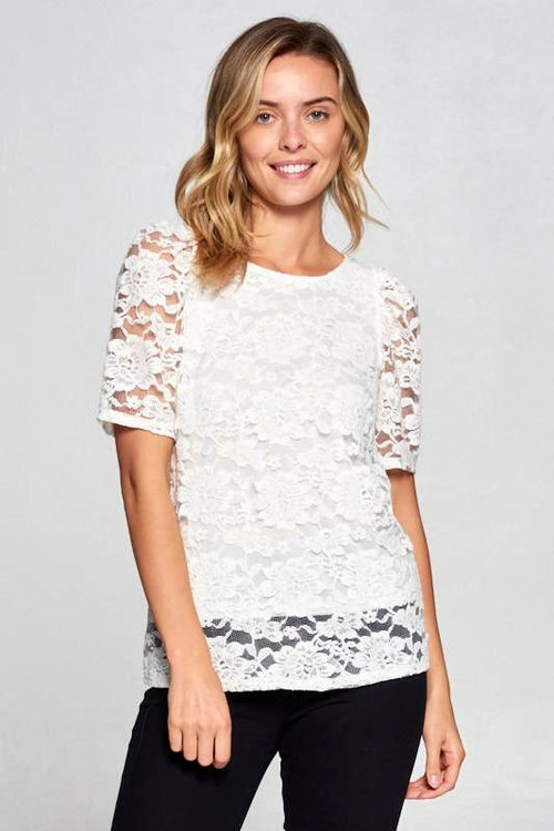 Lace Short Sleeve Top