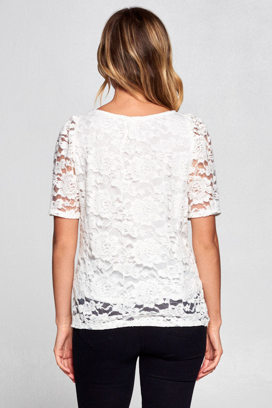 Lace Short Sleeve Top