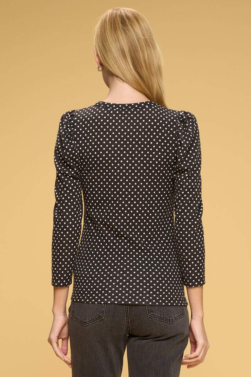 Polka Dot Top with Puff Sleeve