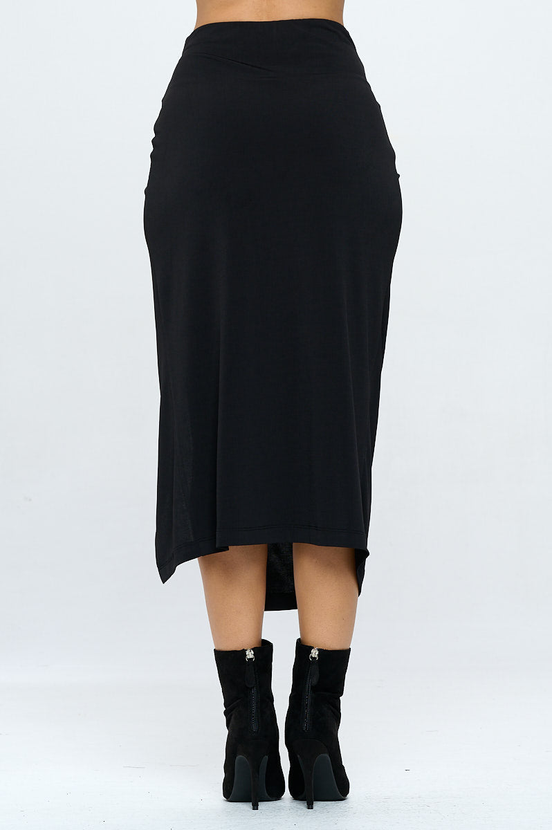 Midi Skirt with Front Knot and Slit