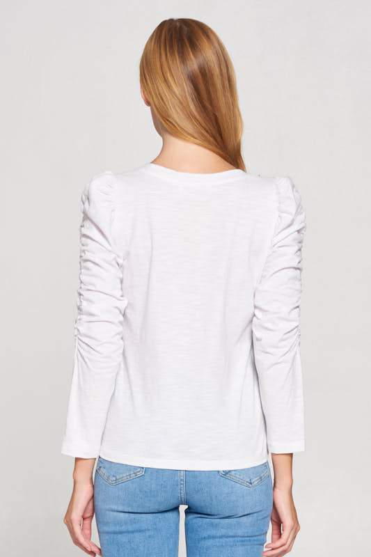 Ruched Sleeve V Neck Knit Top