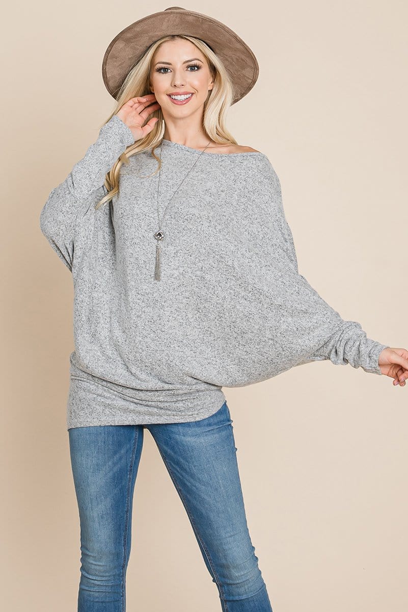 Casual Pullover Dolman Sleeve Knit Top