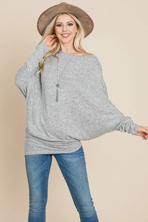 Casual Pullover Dolman Sleeve Knit Top