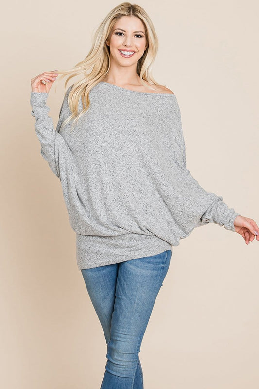 Casual Pullover Dolman Sleeve Knit Top