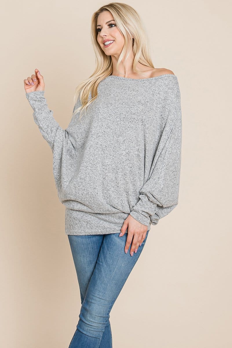 Casual Pullover Dolman Sleeve Knit Top