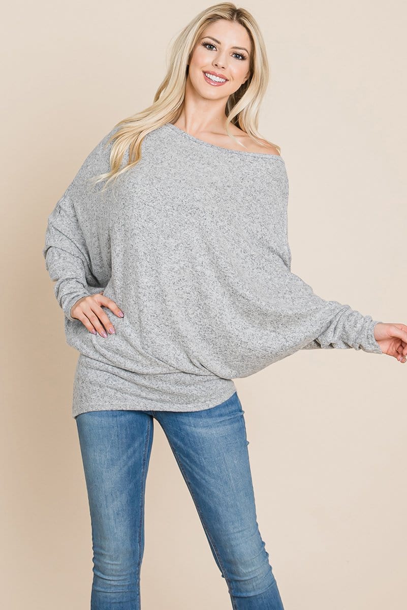 Casual Pullover Dolman Sleeve Knit Top