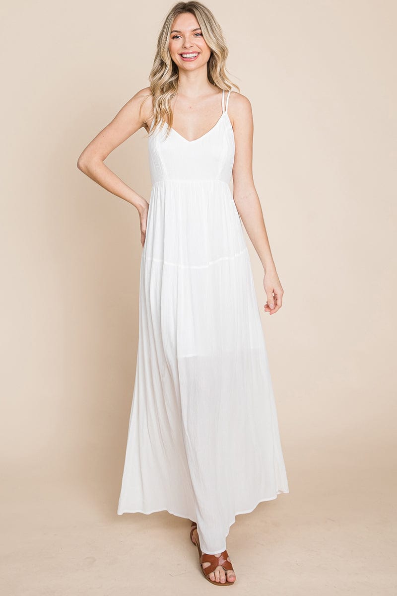 Beach Maxi Bridesmaid Dress with Criss Cross Back