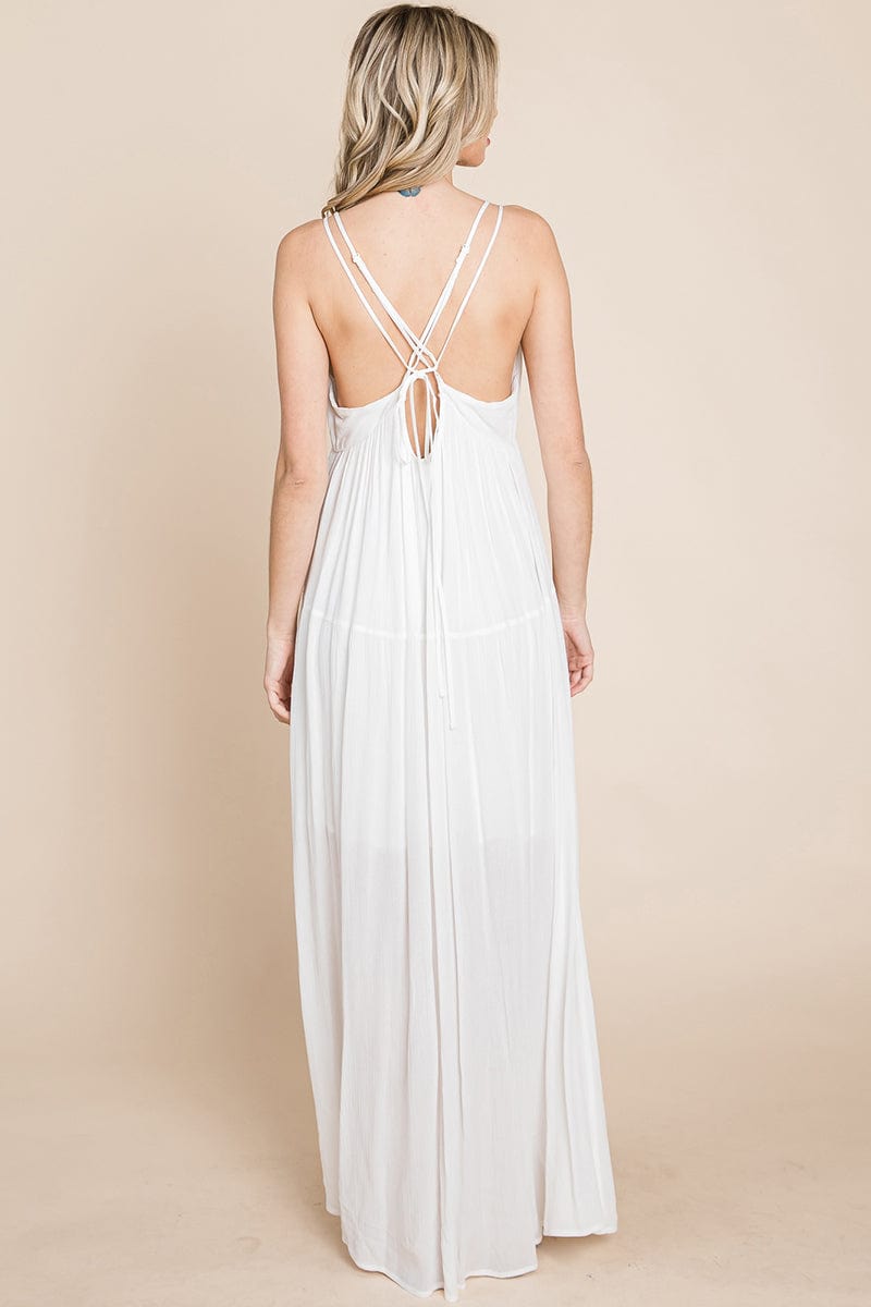 Beach Maxi Bridesmaid Dress with Criss Cross Back