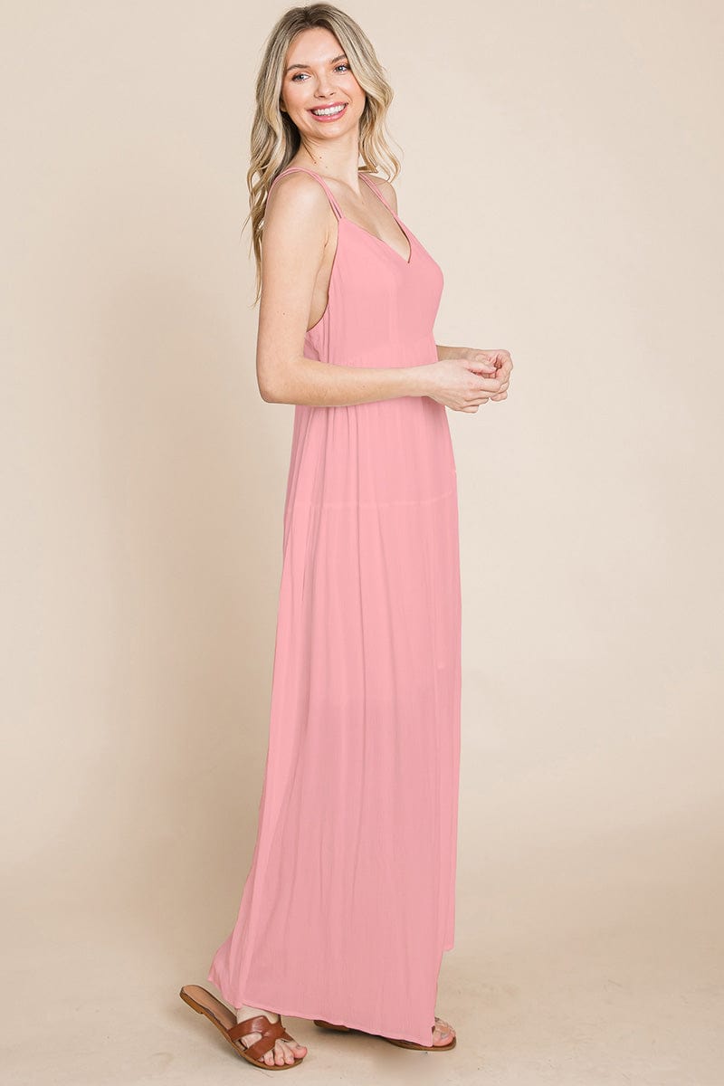 Beach Maxi Bridesmaid Dress with Criss Cross Back