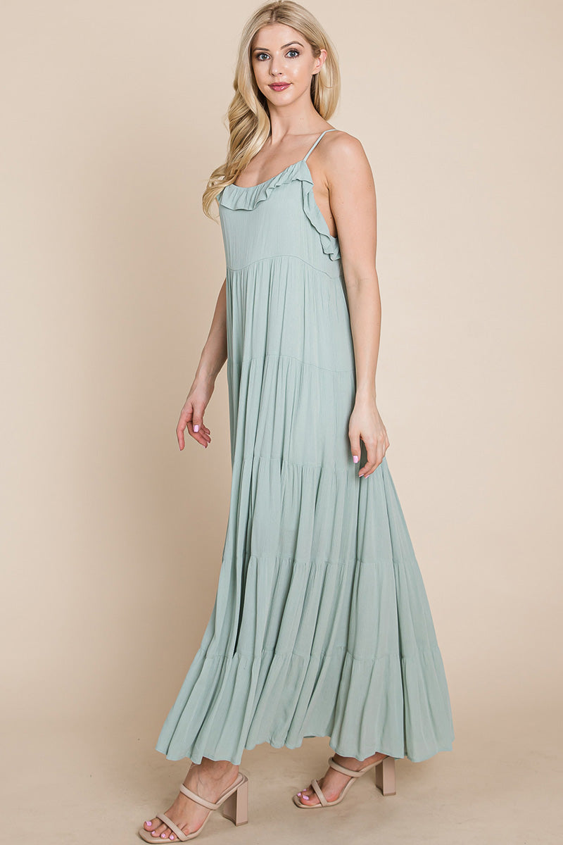 Tiered Tie Strap Cami Maxi Dress