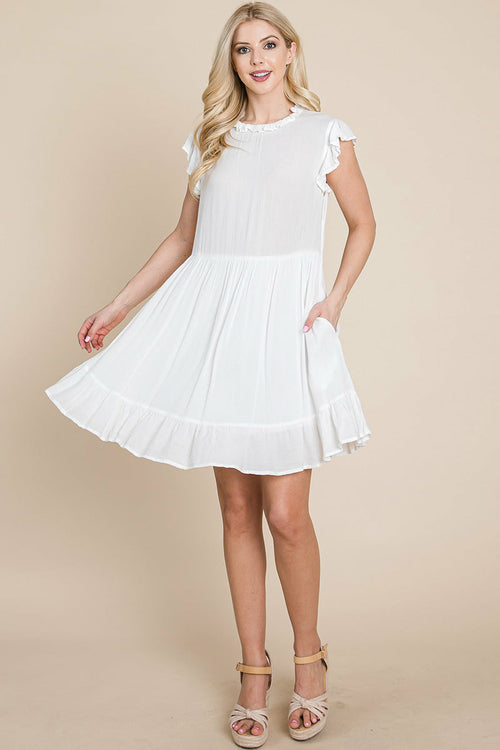 Ruffled Sleeveless Babydoll dress with pockets