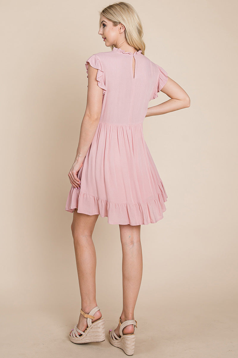 Ruffled Sleeveless Babydoll dress with pockets