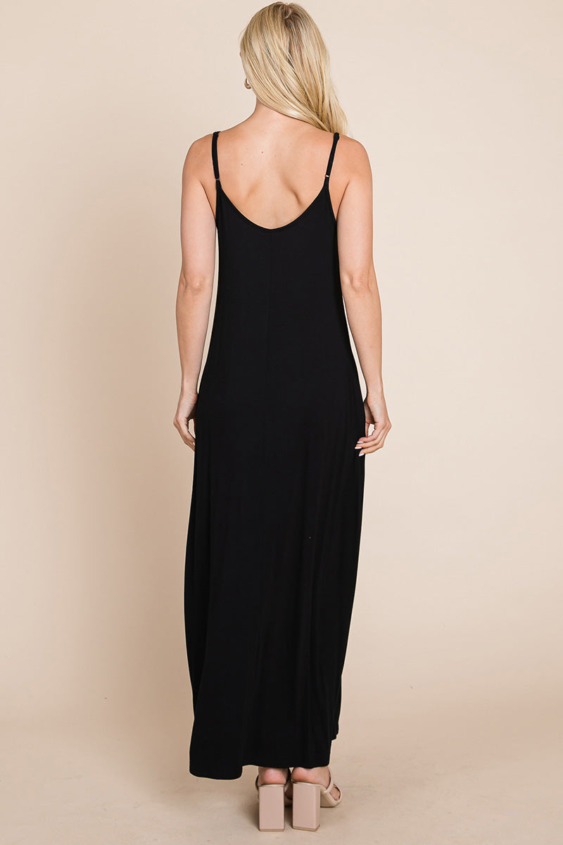 Light Cami Strap Pocketed Jersey Maxi Dress