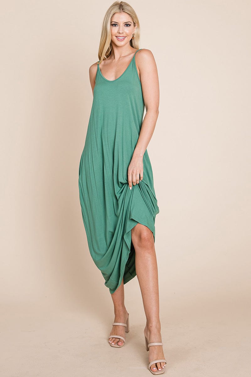 Light Cami Strap Pocketed Jersey Maxi Dress