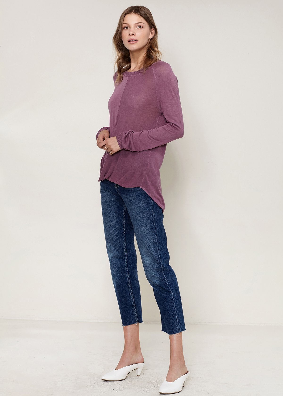 Women's Wrap Hem Sweater In Fig