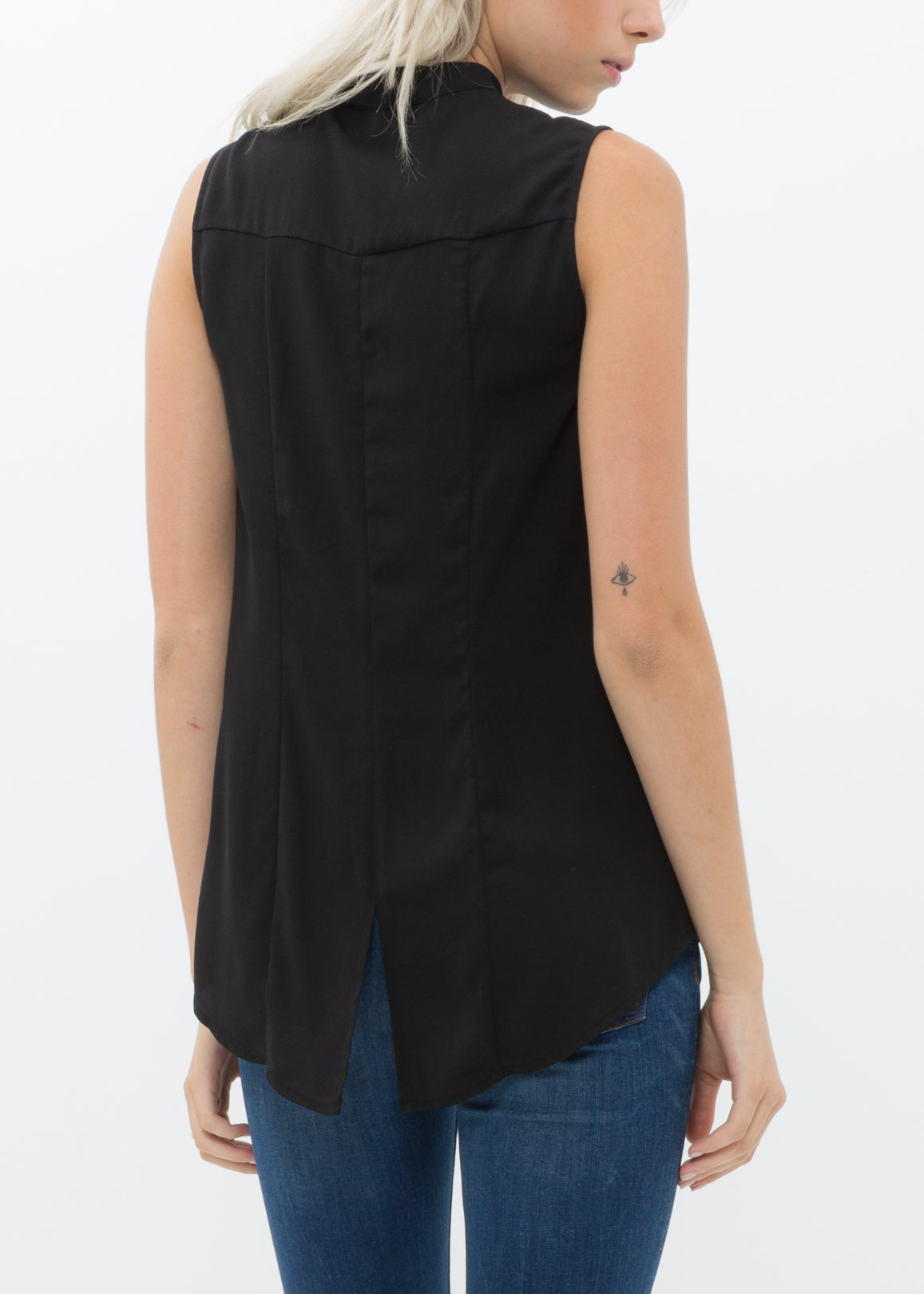 Women's Stand Collar Sleeveless Blouse