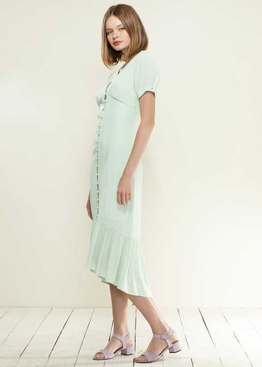 V-Neck Mermaid Button Down Maxi Dress