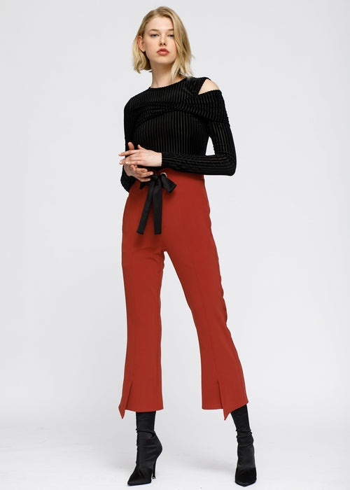 Women's High Waist Front Slit Trouser