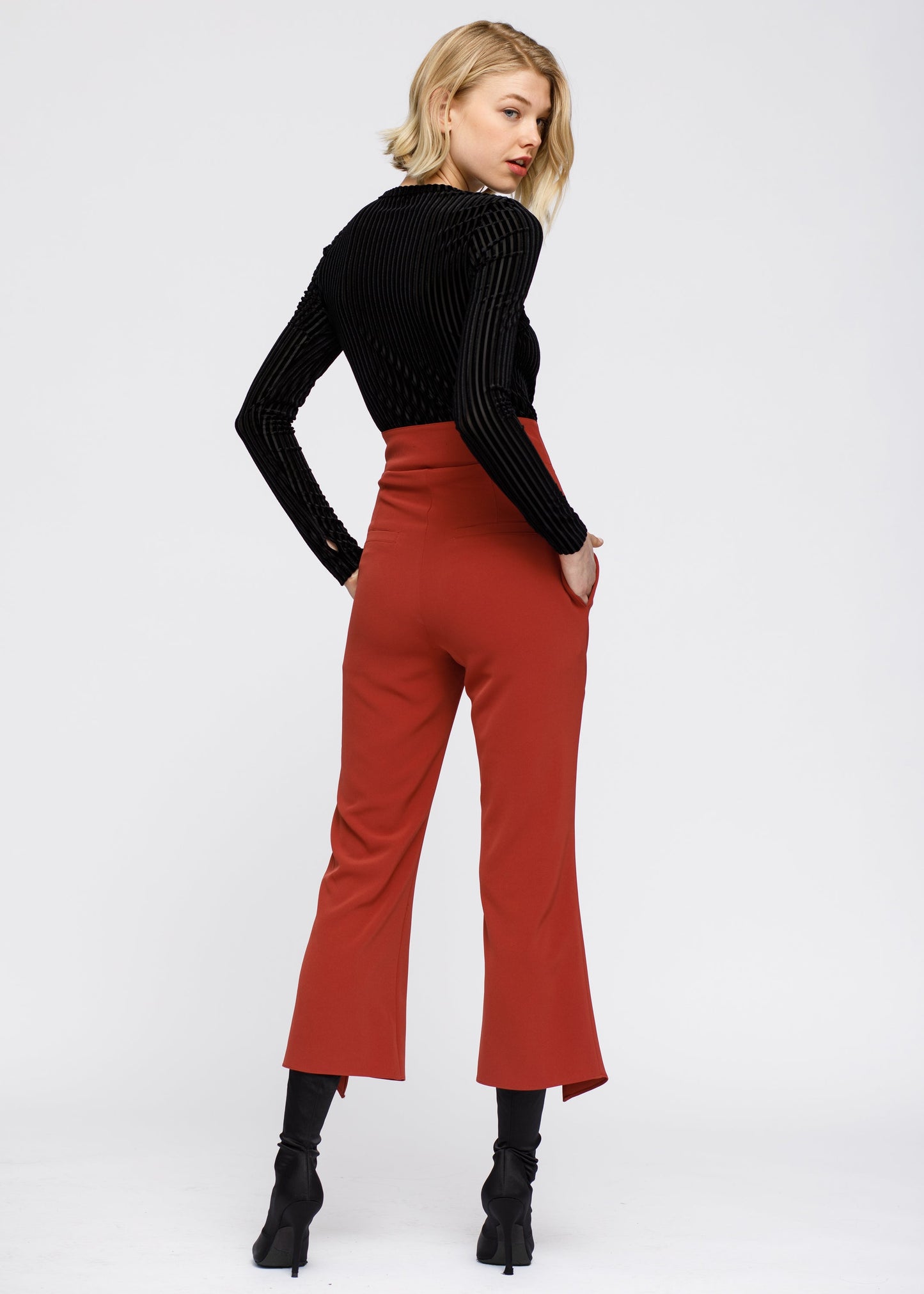 Women's High Waist Front Slit Trouser