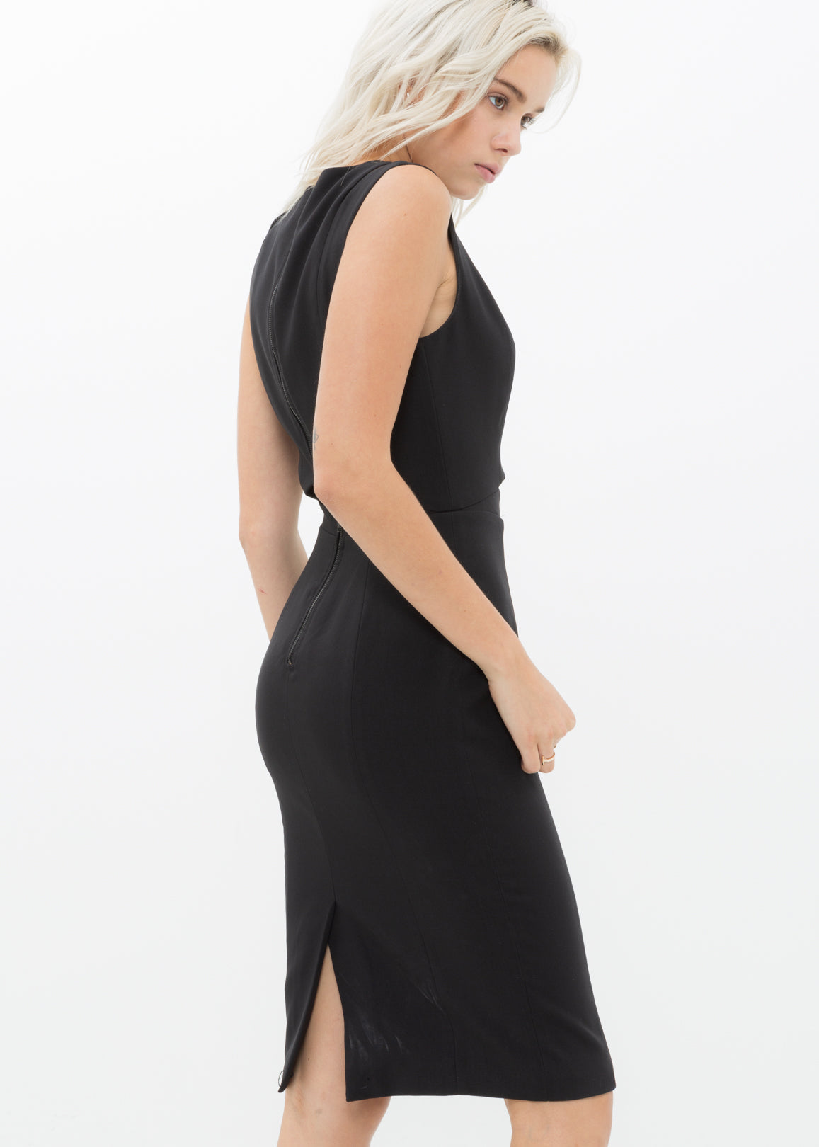 Women's Set Impression Keyhole Front Midi Dress In Black