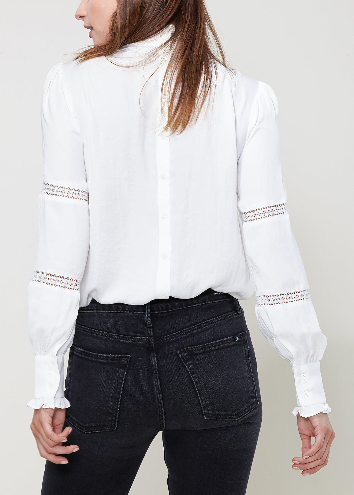 Women's Eyelet Long Sleeve Mock Neck Top