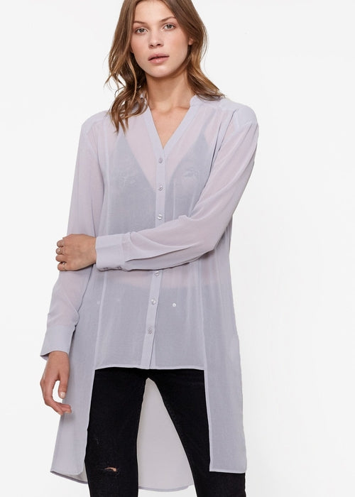 Women's Casual Sheer Hi-Lo Blouse