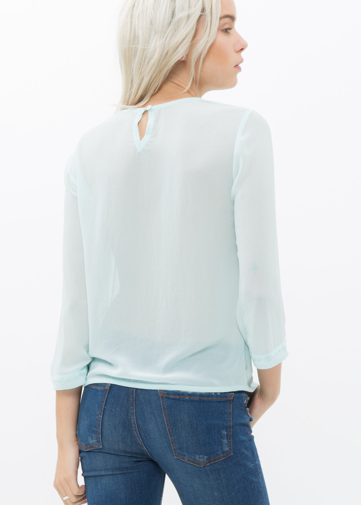 Women's Embossed Top In Pepper Mint