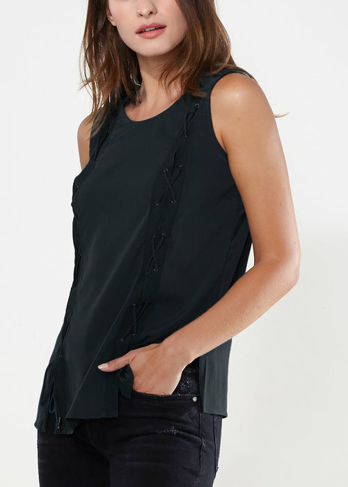 Women's Sleeveless Lace Up Top