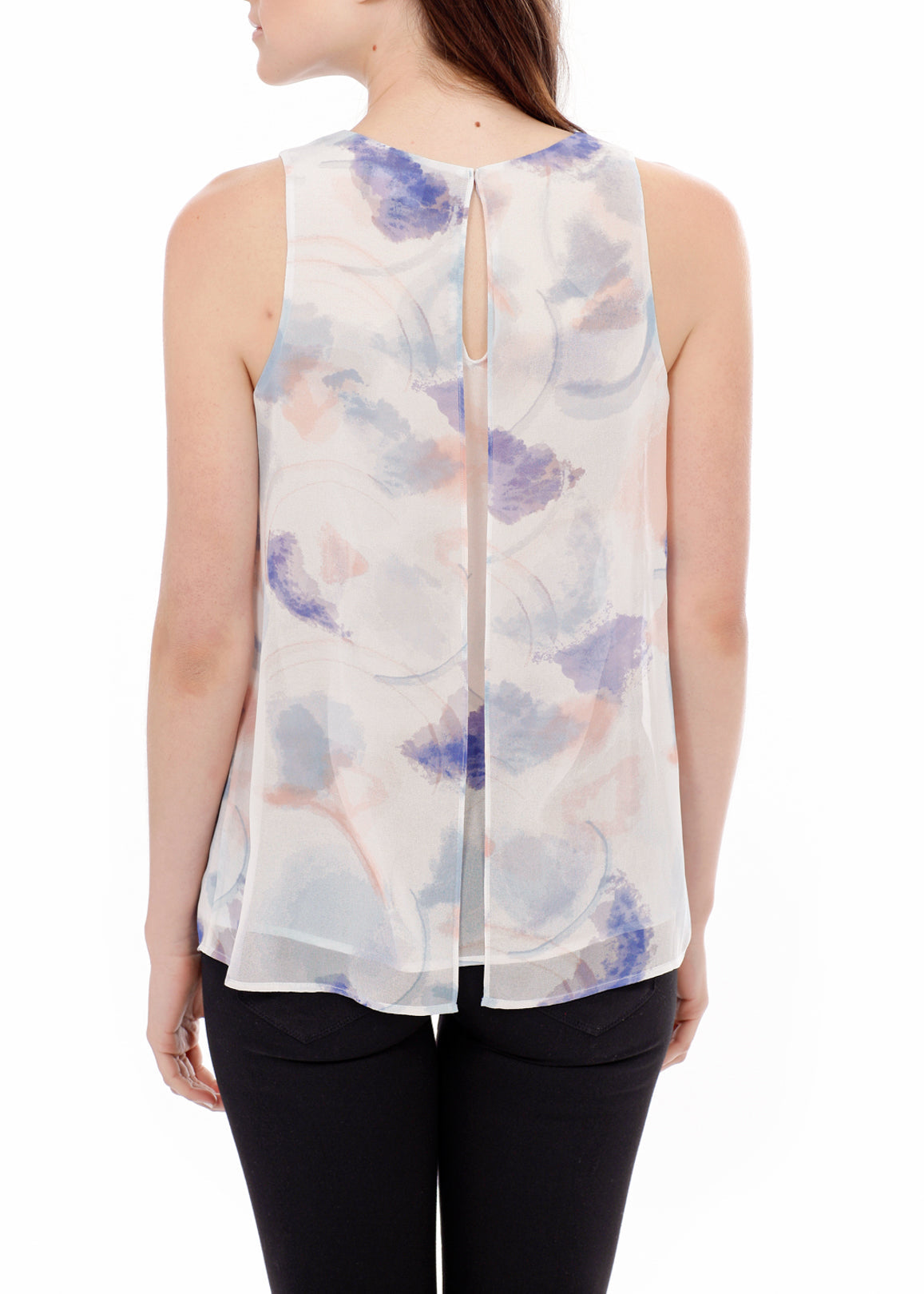 Women's Sleeveless Slit Blouse In Water Color