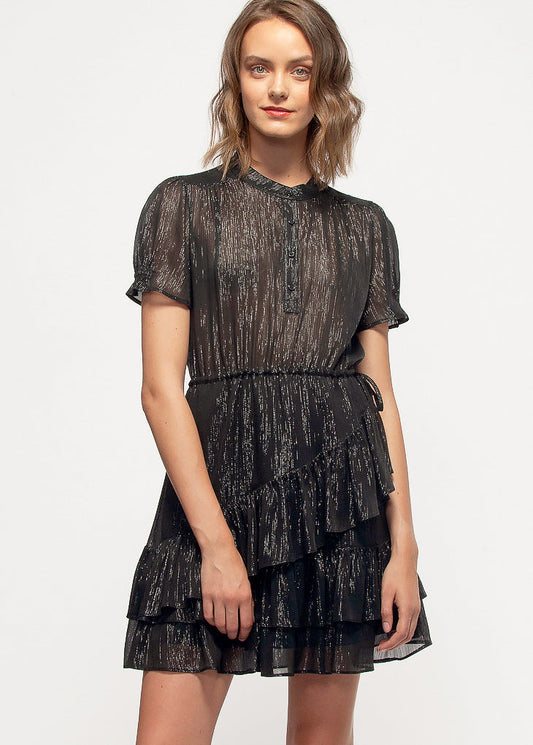 Women's Lurex Yoryu Ruffle Dress In Black