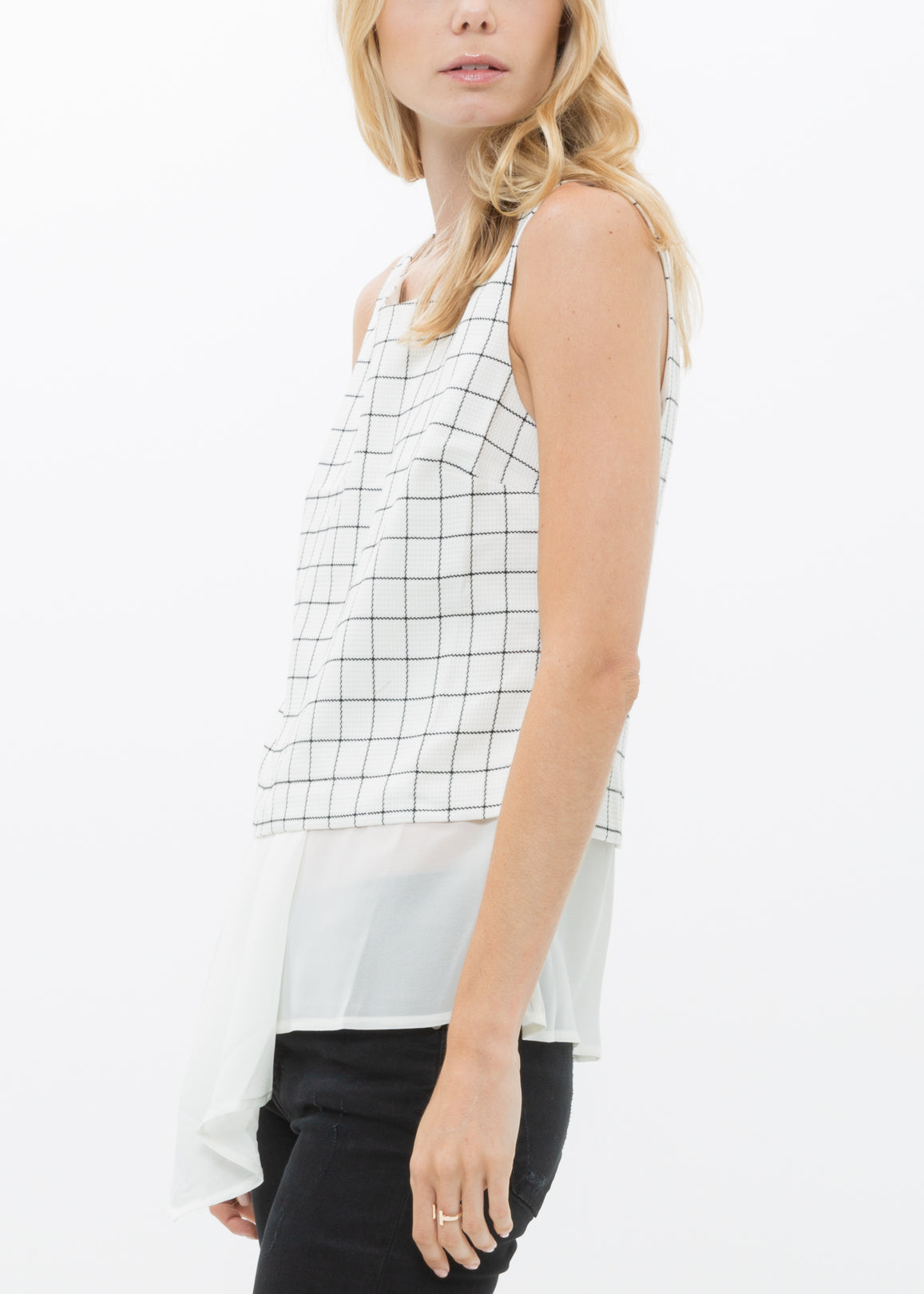 Women's Sleeveless Top In Square Jacquard