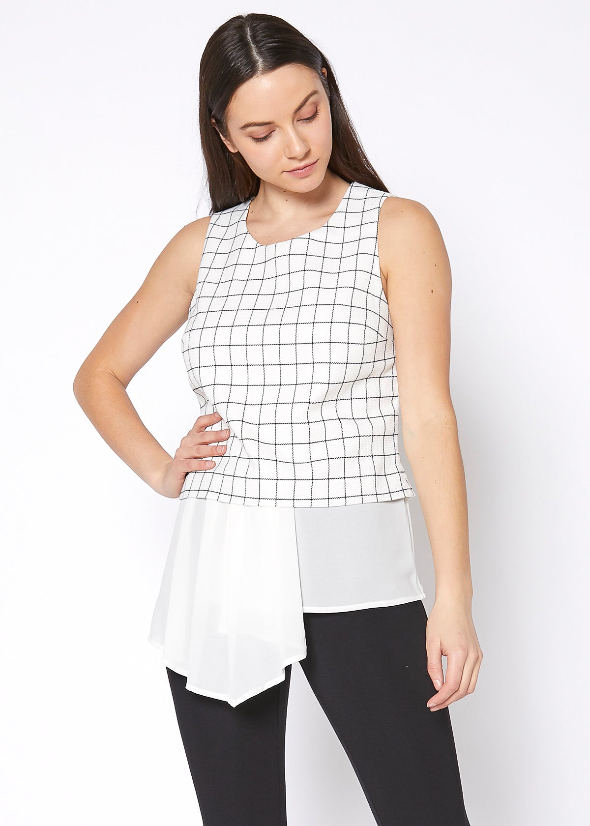 Women's Sleeveless Top In Square Jacquard