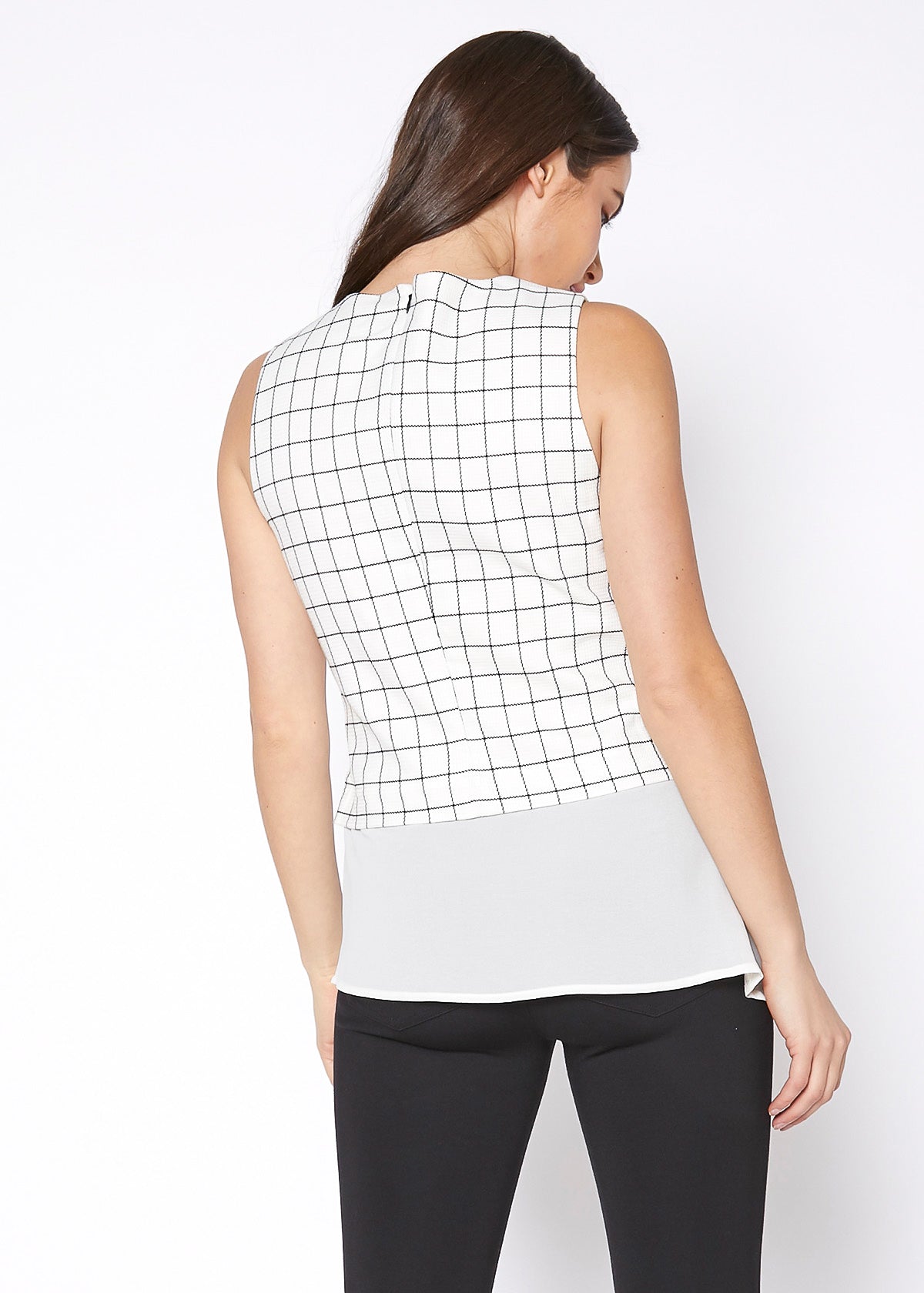 Women's Sleeveless Top In Square Jacquard