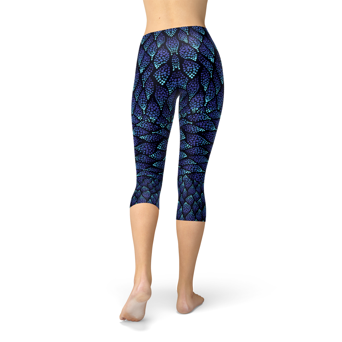 Womens Blue Mermaid Capri Leggings