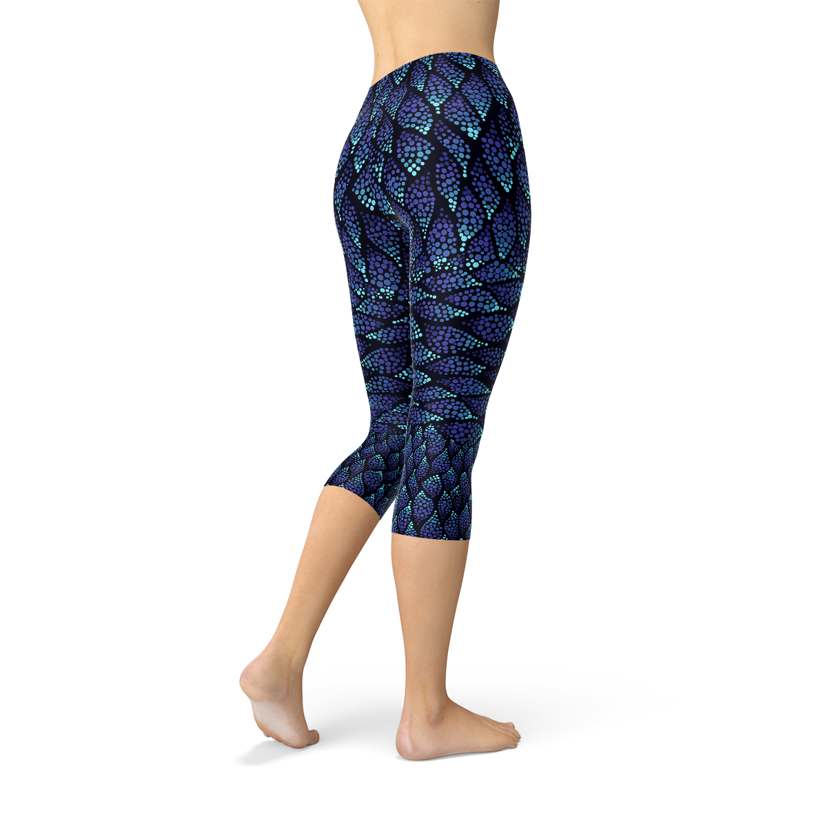 Womens Blue Mermaid Capri Leggings