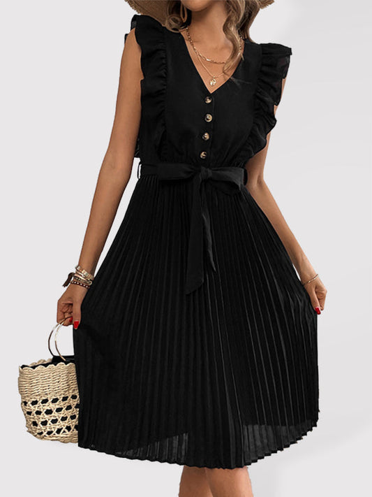 Women's Ruffle Pleated Sleeveless Dress